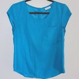 New York & Company Stretch Blouse Size X-Small Teal Blue